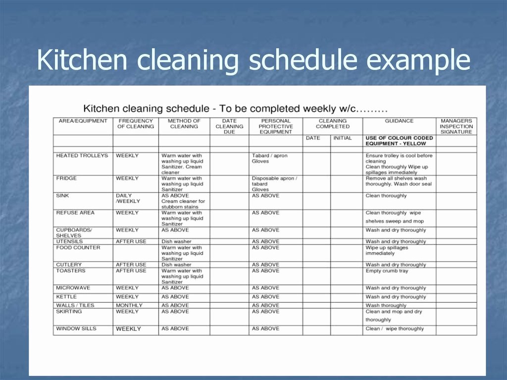 Master Cleaning Schedule Template