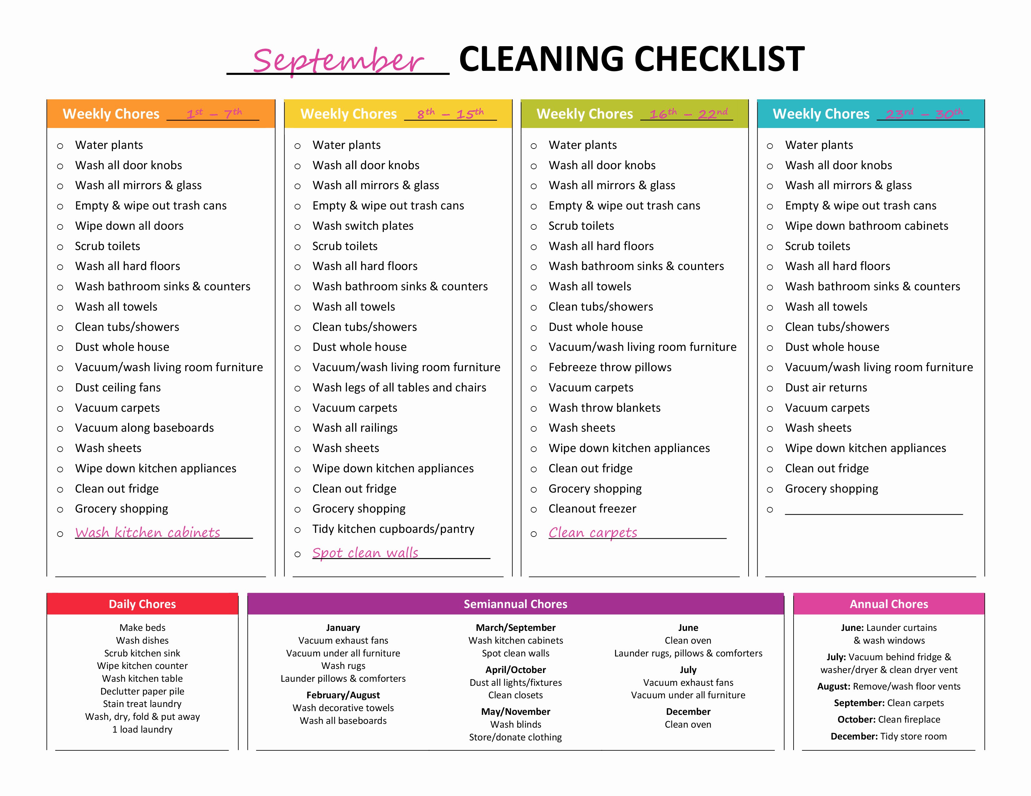 Master Cleaning Schedule Template Luxury Plete Housekeeping Printable Set