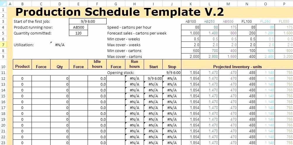 Master Production Schedule Template Excel Elegant Excel Production Schedule Template to Production