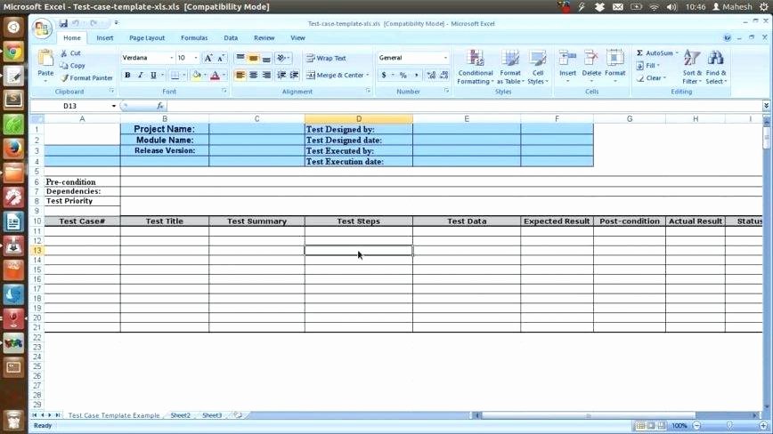 Master Test Plan Template Lovely Free Excel Test Plan Template Case Sample format Document