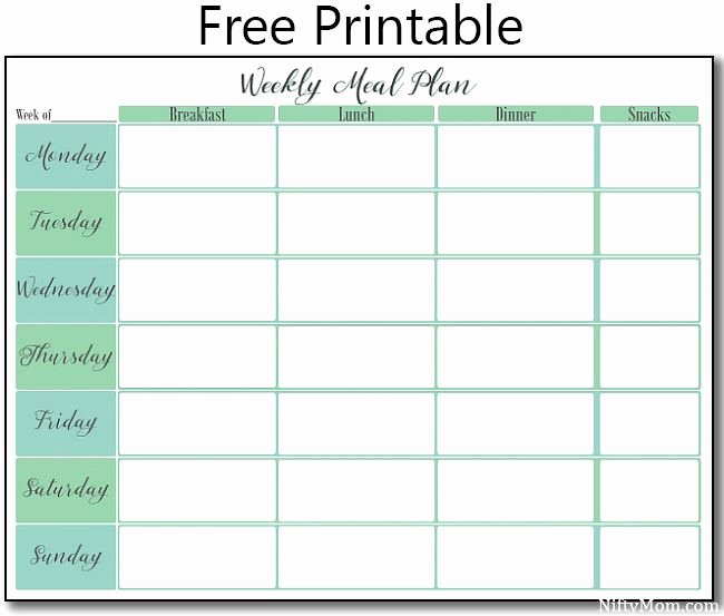 Meal Plan Calendar Template Inspirational Free Printable Weekly Meal Plan