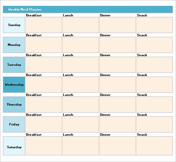 Meal Plan Calendar Template Lovely Meal Plan Template Excel