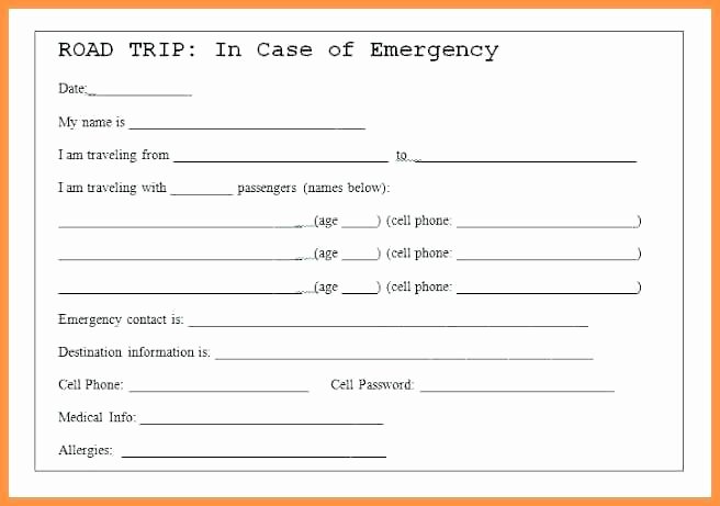 Medical Alert Card Template Best Of Medical Emergency Card Template Road Trip Tip Printable Id