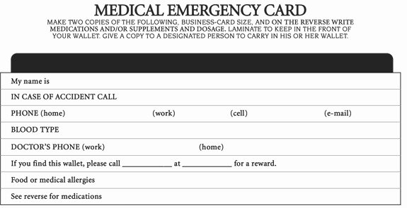 Medical Alert Card Template Luxury Emergency Medical Id Card Template Adorazius