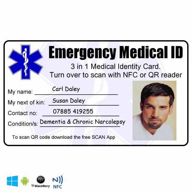 Medical Alert Card Template Unique Contactless Medical Emergency and Sports Identity