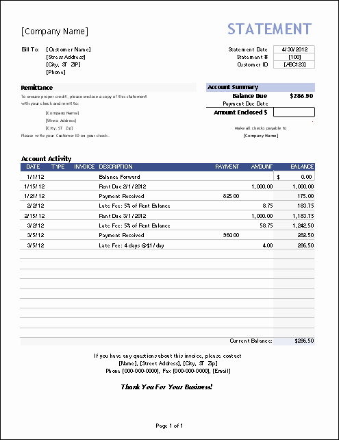Medical Bill Statement Template Awesome Free Billing Statement Template for Invoice Tracking