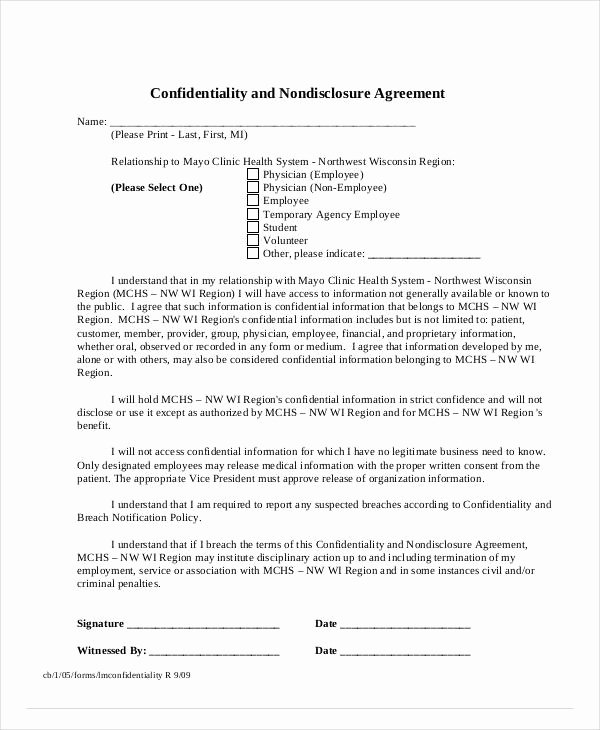 Medical Confidentiality Agreement Template Awesome 11 Medical Confidentiality Agreement Templates Pdf