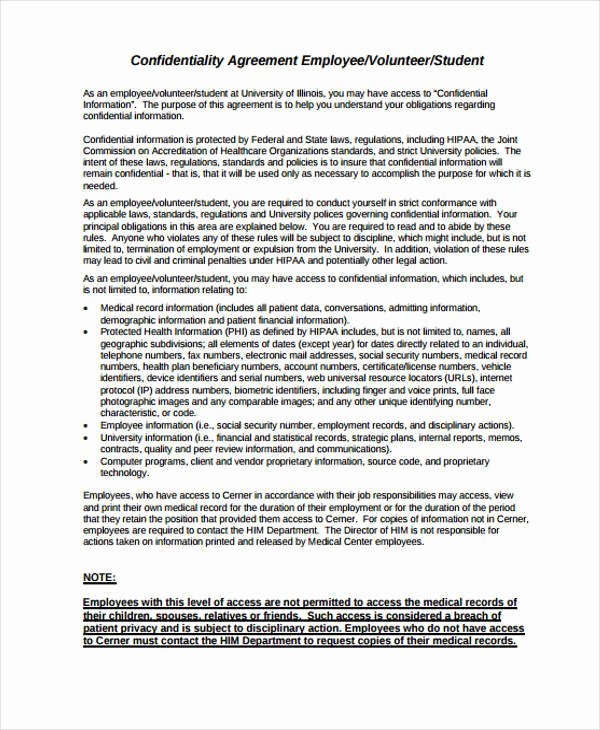 Medical Confidentiality Agreement Template Fresh 11 Medical Confidentiality Agreement Free Word Pdf