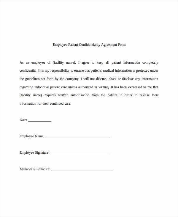 Medical Confidentiality Agreement Template Fresh Patient Confidentiality Agreement – 10 Free Word Pdf