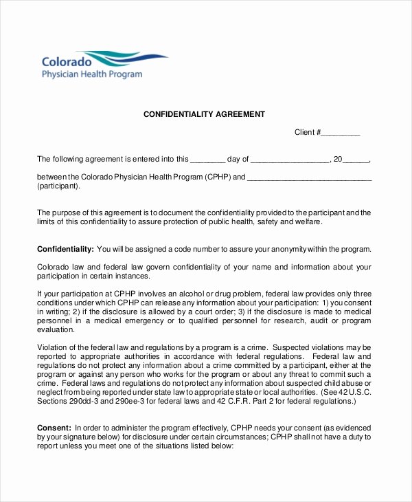 Medical Confidentiality Agreement Template Luxury Client Confidentiality Agreement – 9 Free Word Excel