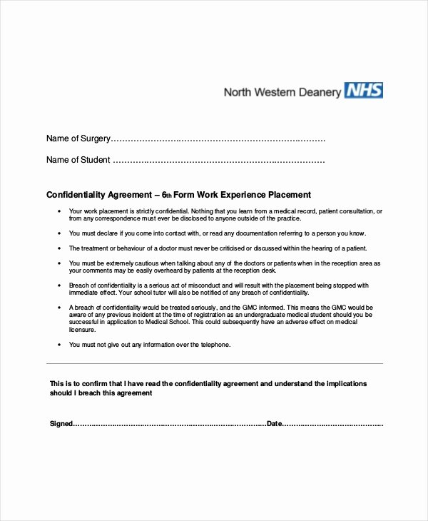 Medical Confidentiality Agreement Template New 10 Patient Confidentiality Agreement Templates – Free