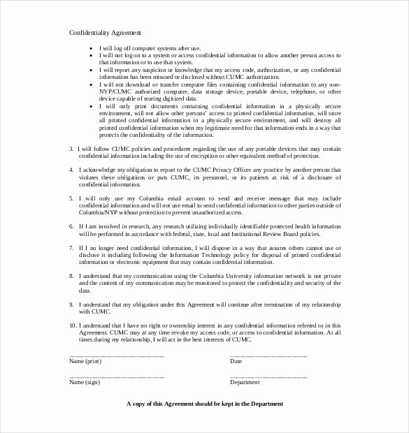 Medical Confidentiality Agreement Template Unique 25 Confidentiality Agreement Templates Doc Pdf