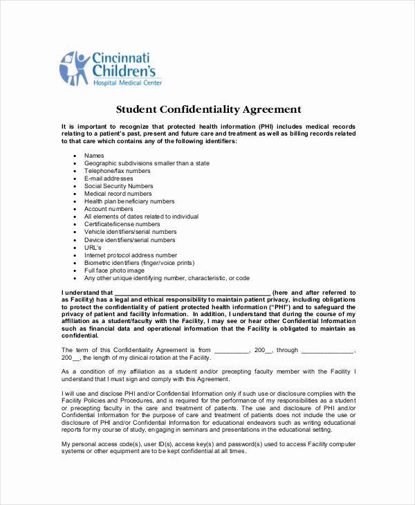 Medical Confidentiality Agreement Template Unique 9 Medical Confidentiality Agreements Doc Pdf