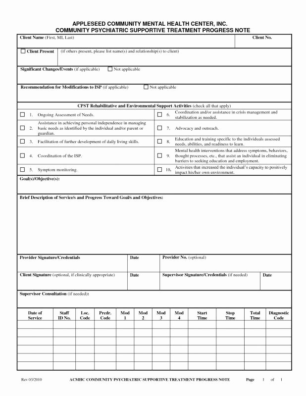 Medical Progress Notes Template Lovely Progress Note Template for Mental Health Counselors