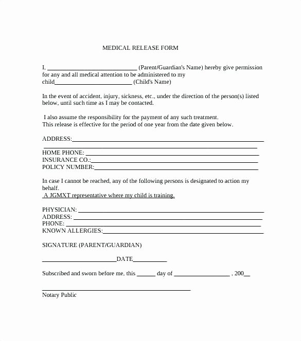 Medical Record form Template Beautiful Release Of Records Template