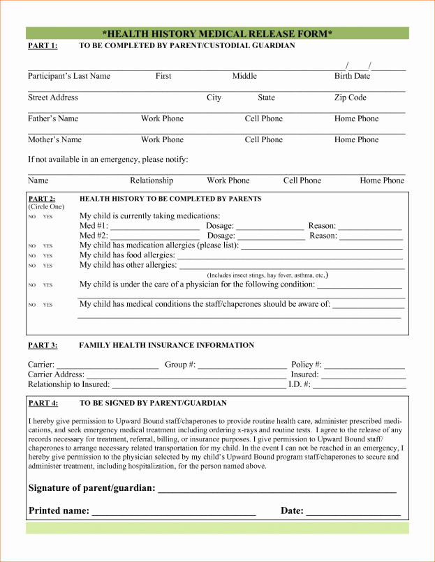Medical Record form Template Fresh Blank Medical forms Mughals