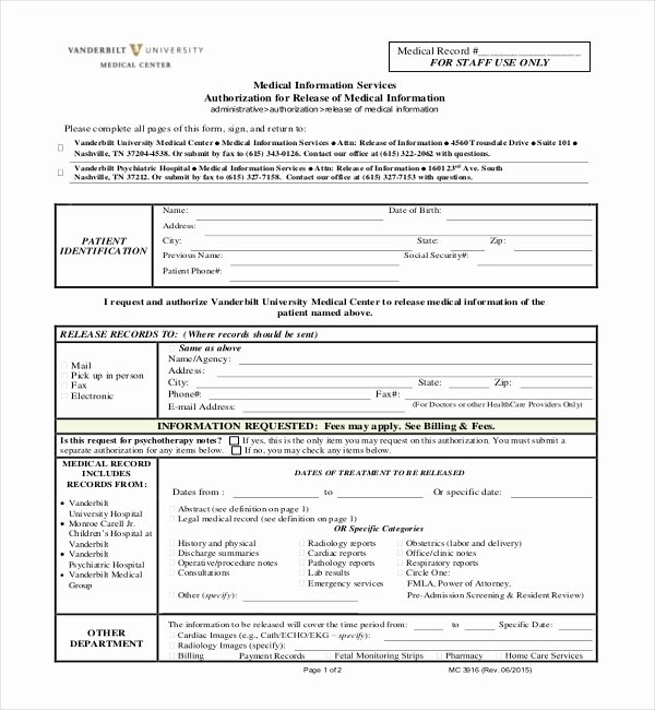 Medical Record forms Template Fresh Medical Records Release form California Template