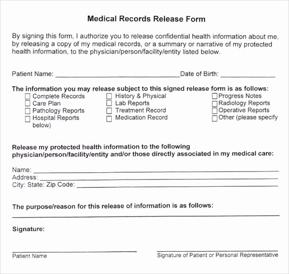 Medical Record forms Template Unique 10 Medical Records Release forms to Download