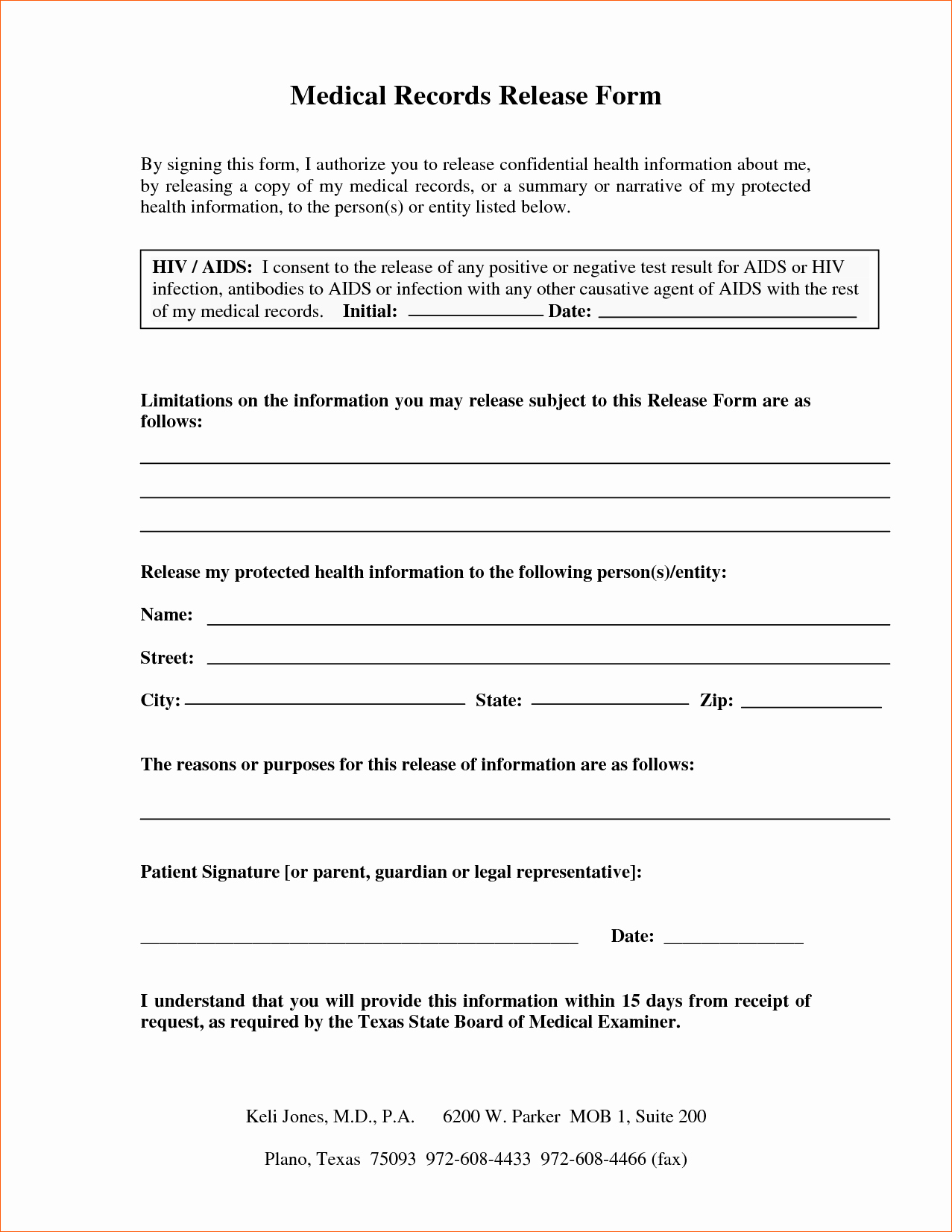Medical Records form Template Unique Medical Records Release form – Templates Free Printable