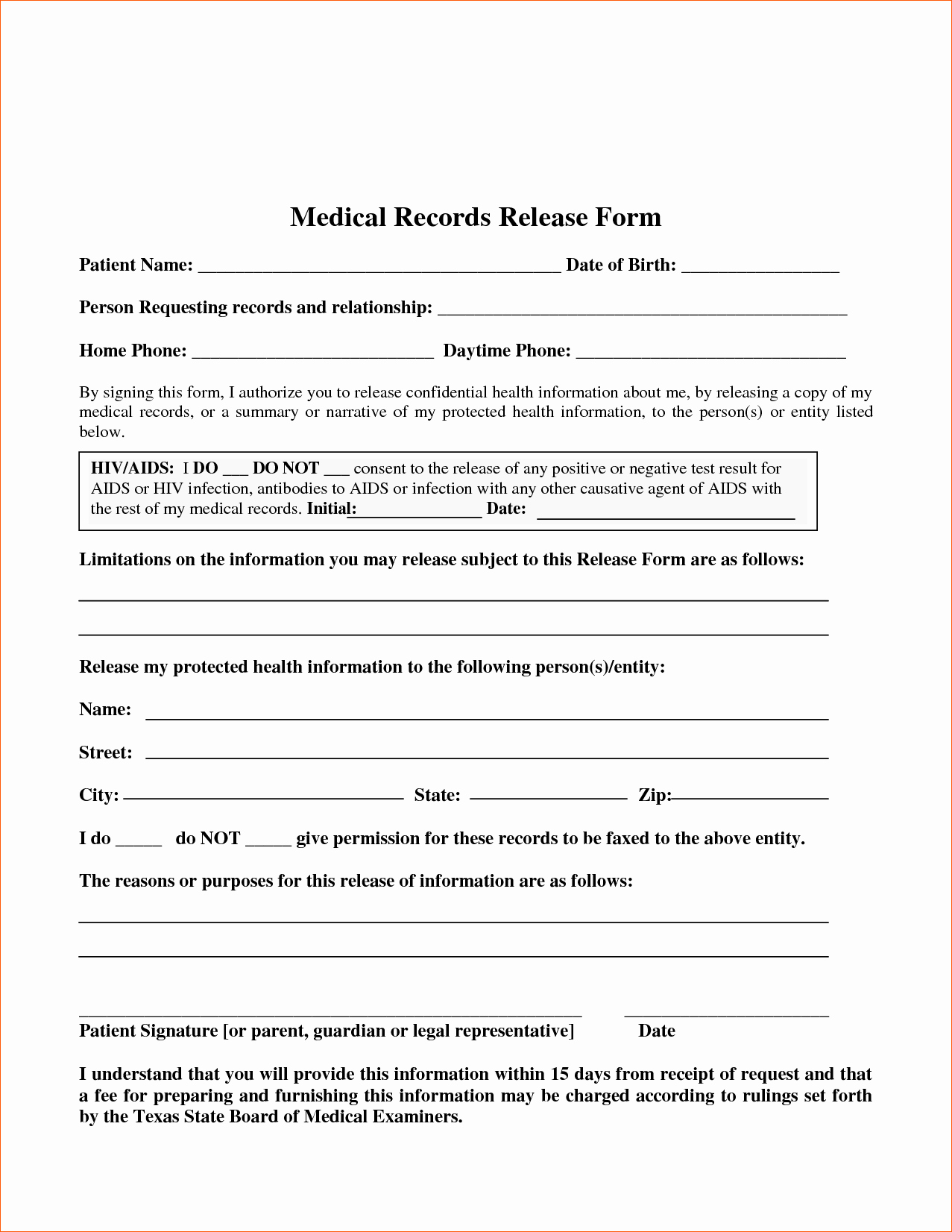 Medical Records forms Template Inspirational 7 Blank Medical Records Release form