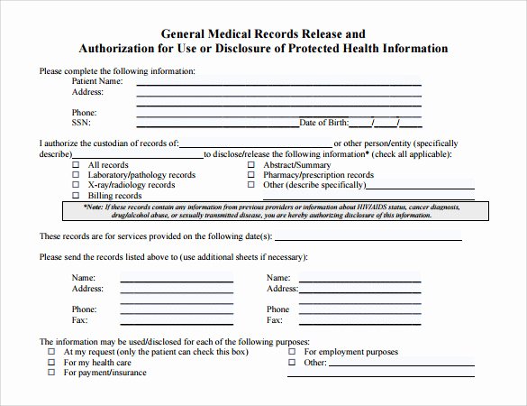 Medical Records forms Template Unique 11 Medical Records Release forms – Samples Examples