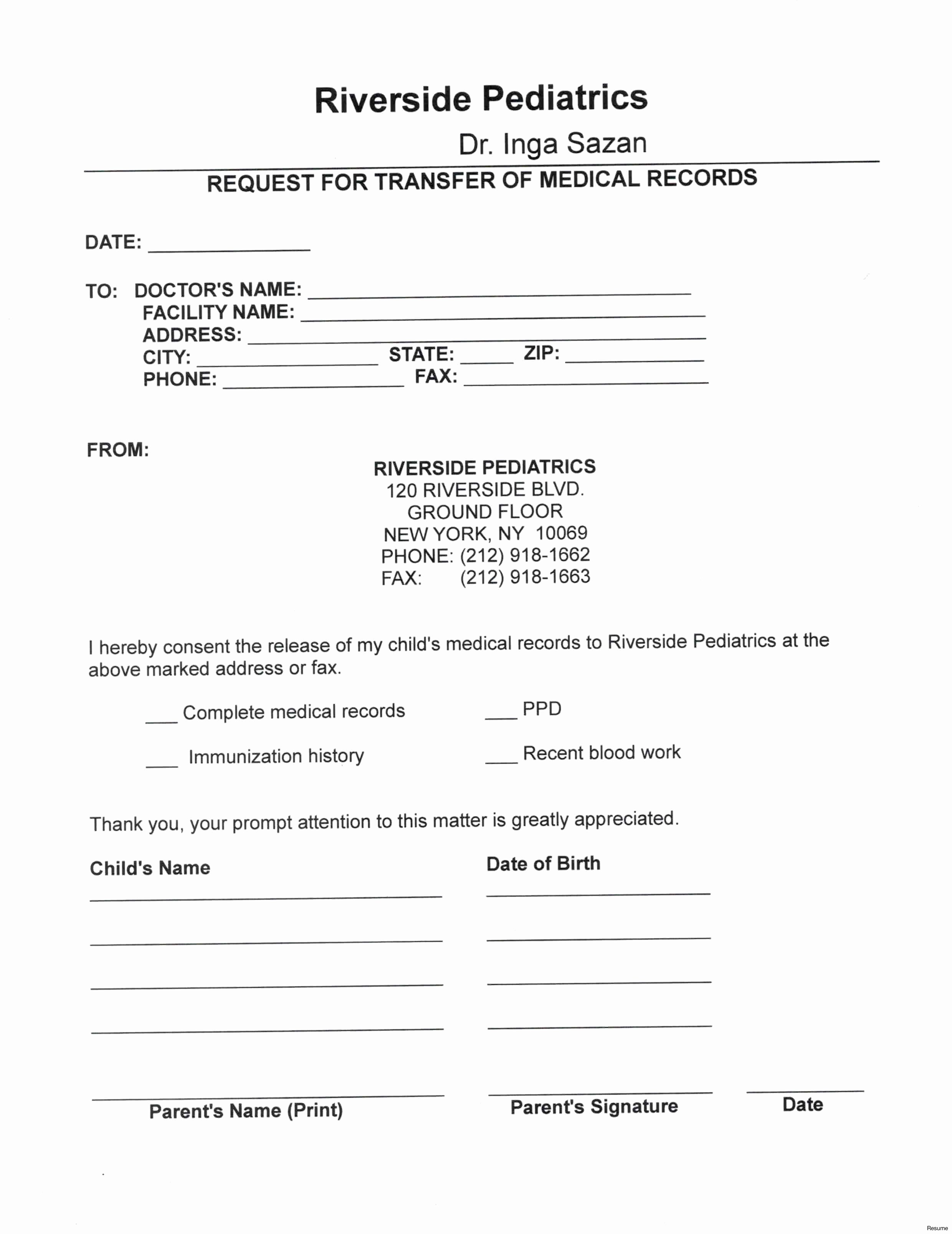 Medical Records forms Template Unique Request for Medical Records Template Letter Samples