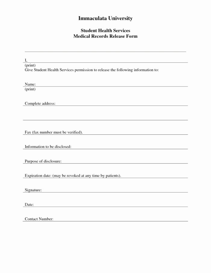 Medical Records Request form Template Beautiful Authorization to Release Medical Records form Template