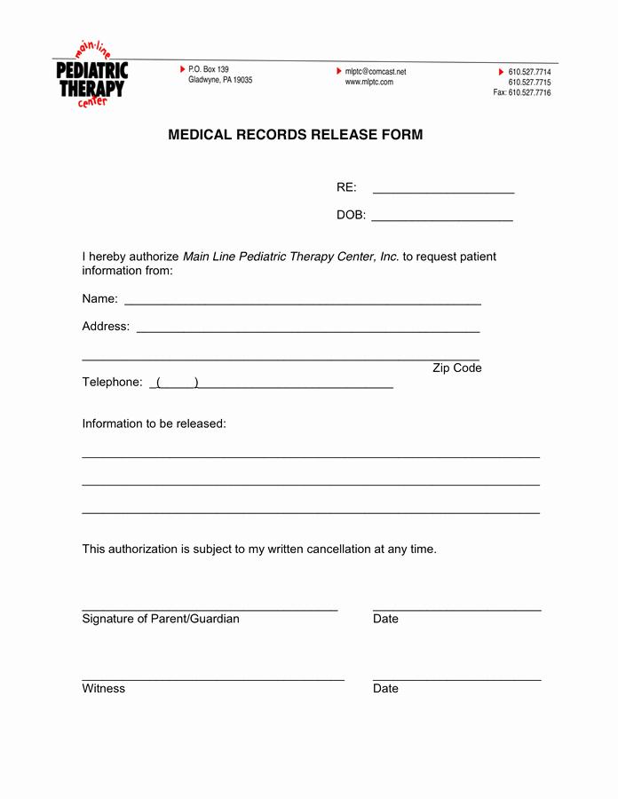 Medical Records Request form Template Elegant Medical Records Request form In Word and Pdf formats