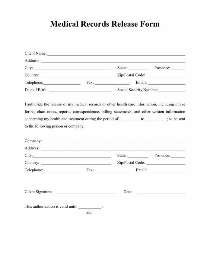 Medical Records Request form Template Fresh Medical Records Release form In Word and Pdf formats