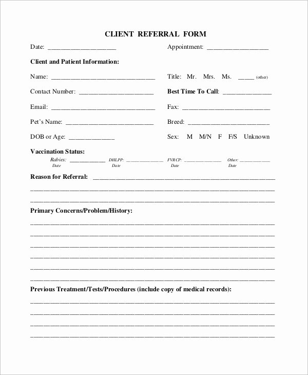 Medical Referral form Template Beautiful 10 Sample Referral forms