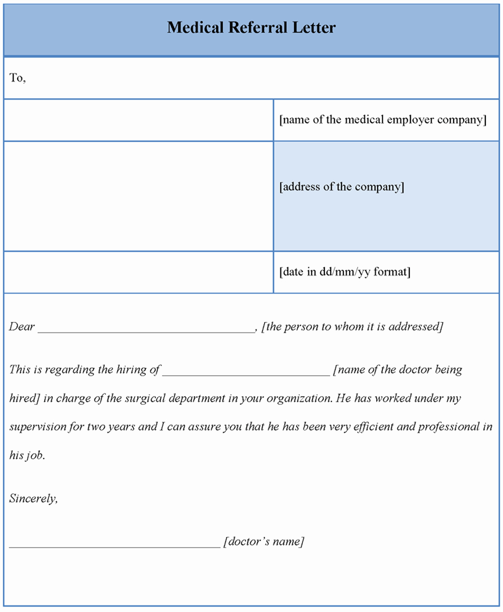 Medical Referral form Template New Medical Template for Referral Letter Template Of Medical