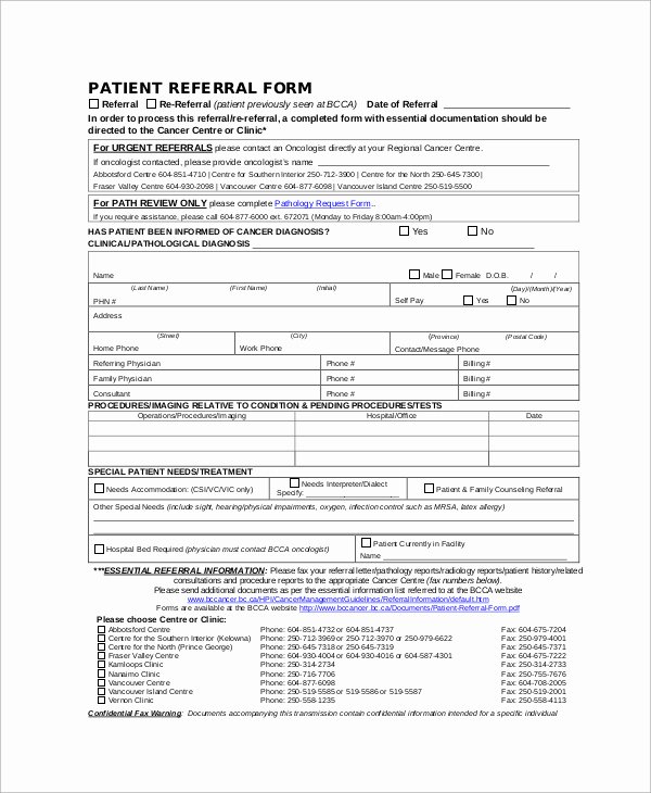 Medical Referral form Template New Physician Referral form Template Alfonsovacca