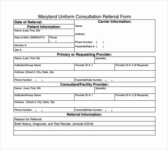 Medical Referral form Template Unique Sample Medical Consultation form 11 Download Free