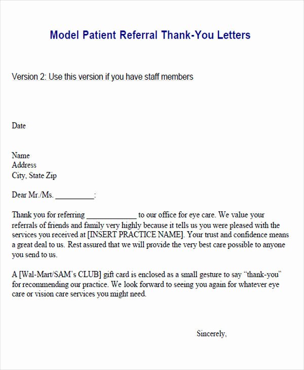 Medical Referral Letter Template Awesome 5 Sample Thank You Letters to Doctor