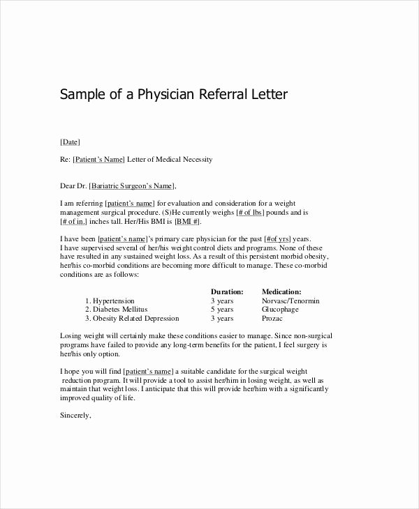 Medical Referral Letter Template Inspirational Medical Letter Template 9 Free Sample Example format