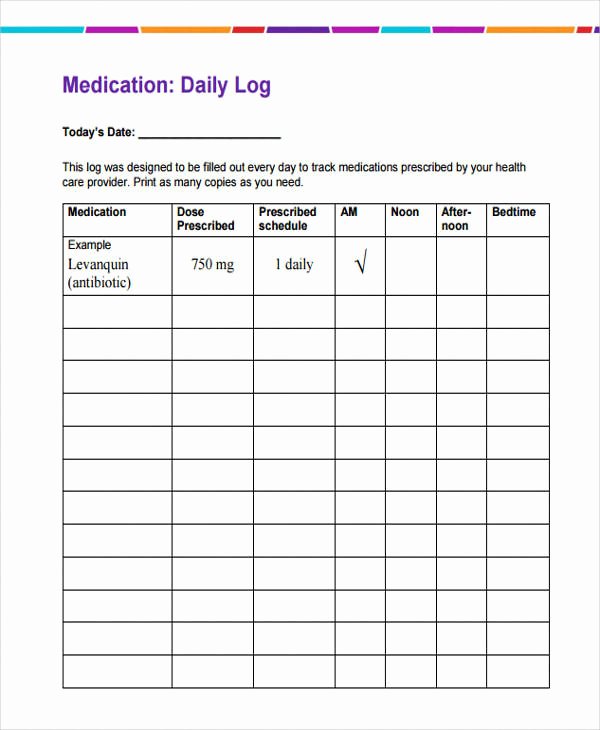 Medication Schedule Template Excel Fresh 35 Daily Log Samples &amp; Templates