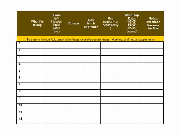 Medication Schedule Template Excel Unique Medication Schedule Template
