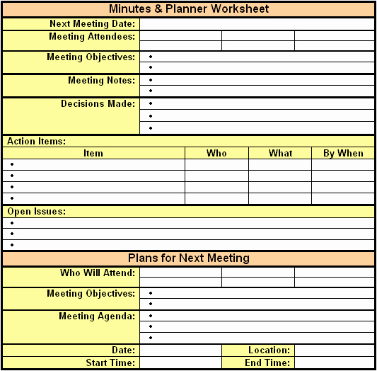 Meeting Action Items Template Awesome 6 Meeting Minutes Templates Excel Pdf formats