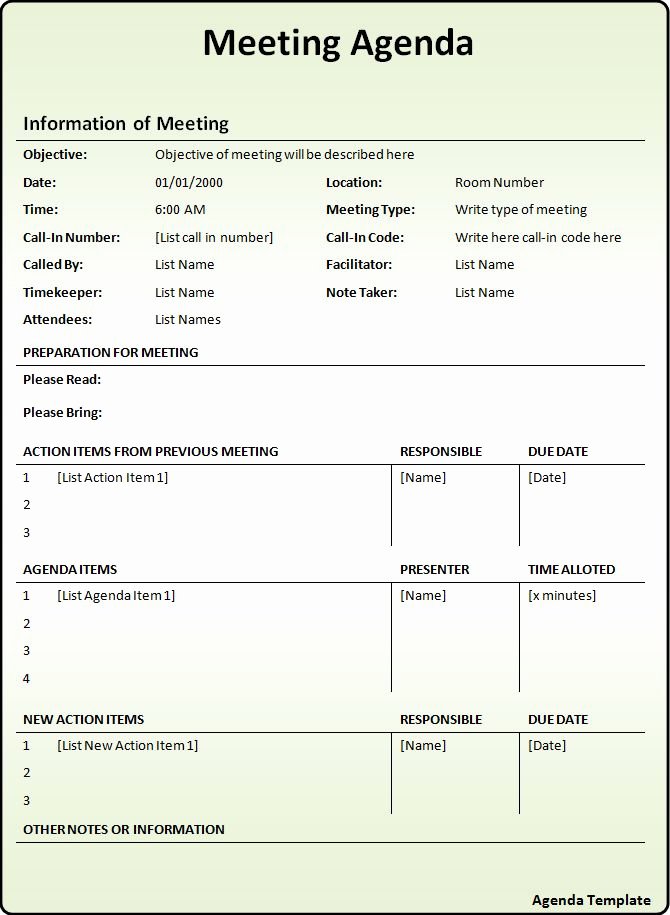 Meeting Action Items Template Fresh attractive Meeting Agendas