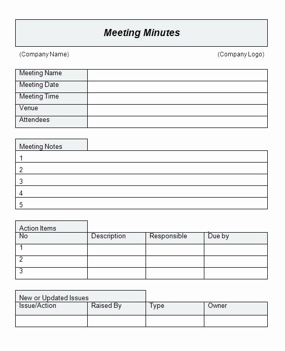 Meeting Action Items Template Fresh Template Meeting Minute Template with Action Items