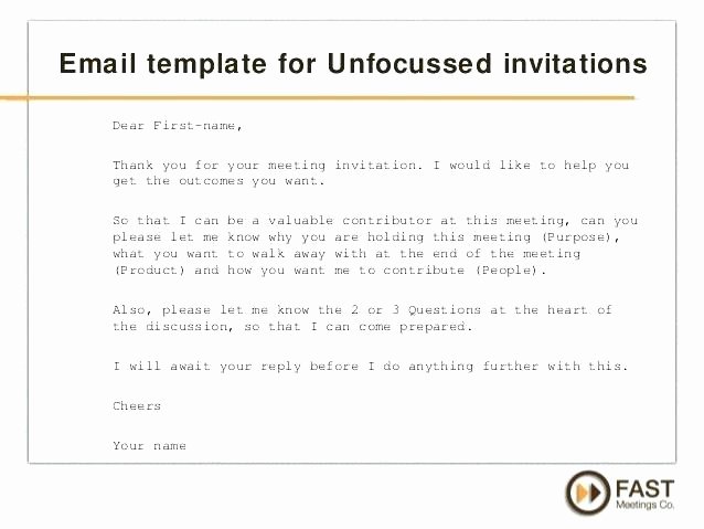 Meeting Invitation Email Template Elegant Meeting Invite format Outlook Business Invitation to