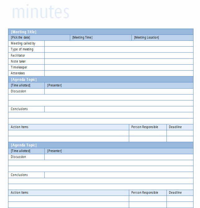 Meeting Minutes Template Excel Unique 9 Meeting Minutes Templates Word Excel Pdf formats