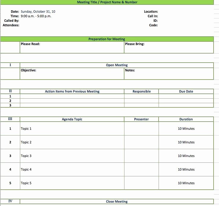 Meeting Minutes Template Excel Unique Meeting Agenda Template