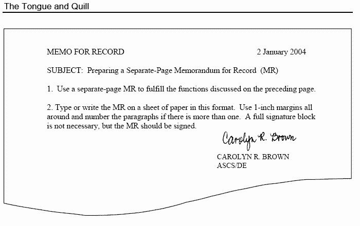 Memorandum Of Record Template New Memorandum for Record Template