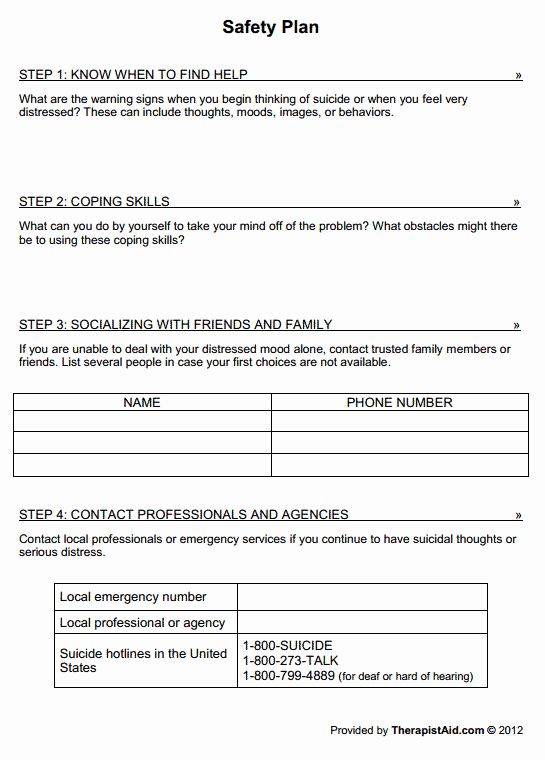 Mental Health Crisis Plan Template Awesome 1 15 20 Minutes 2 None 3 Client Will Plete Worksheet