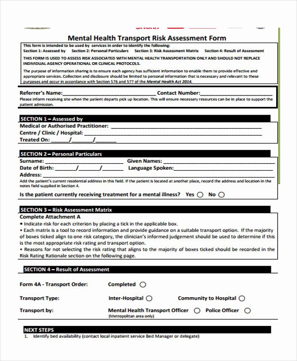 Mental Health Intake form Template Fresh Health assessment forms In Pdf