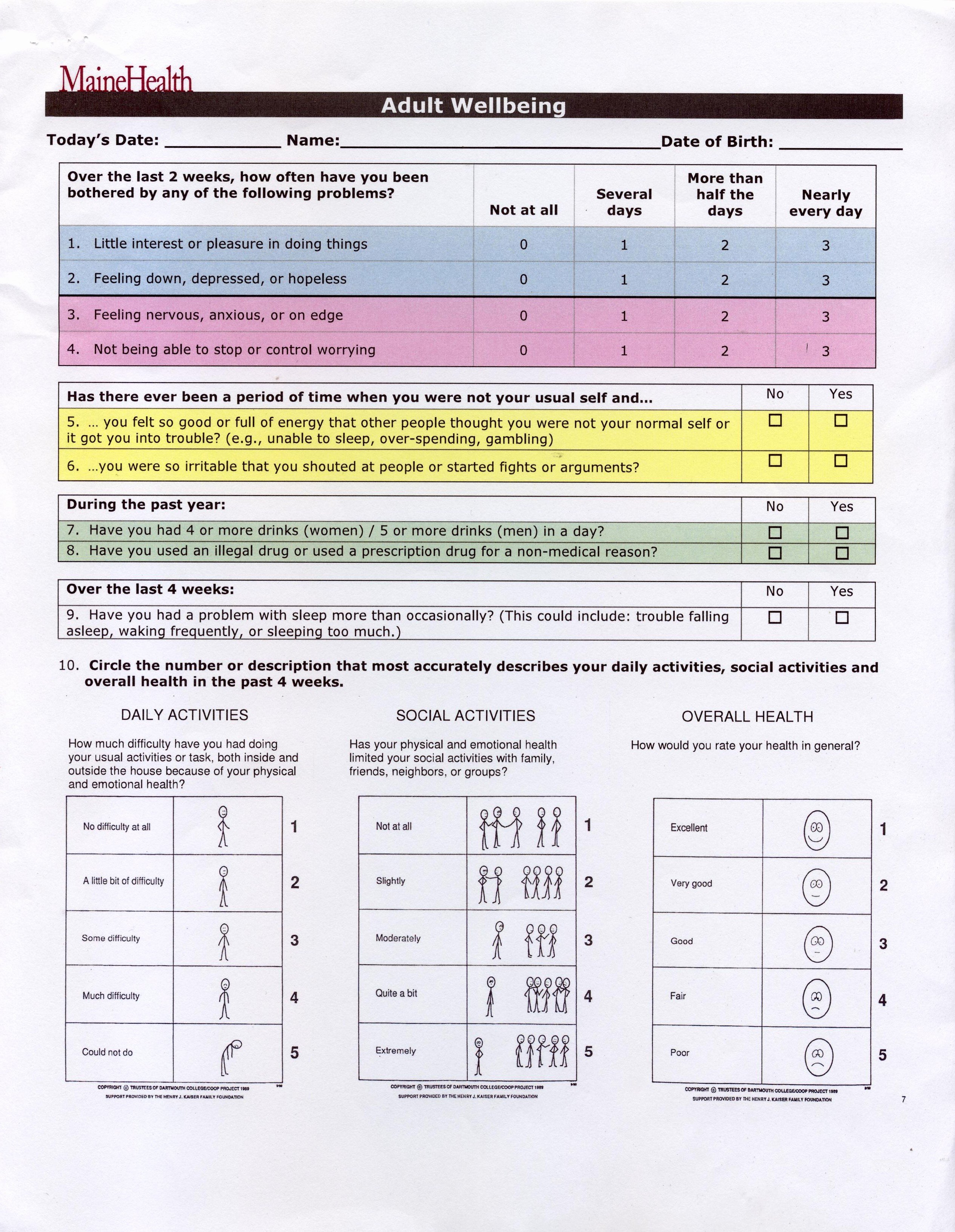 Mental Health Intake form Template Luxury Health assessment forms