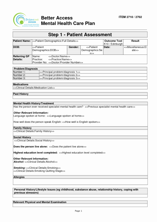 Mental Health Treatment Plan Template Luxury 38 Free Treatment Plan Templates In Word Excel Pdf