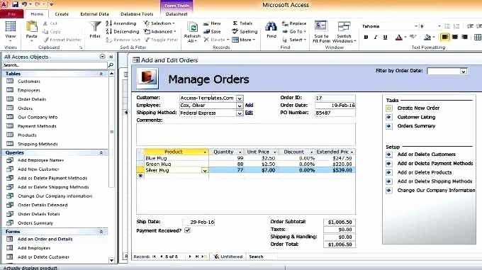 Microsoft Access Customer Database Template Lovely Access Database Templates Inventory Invoice Template Free