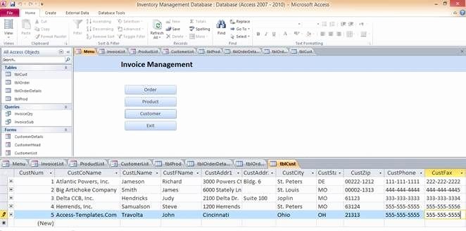 Microsoft Access Invoice Template Unique Access Database Inventory Management Templates